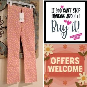 Zara Yellow Floral HighRise Boot Cut Jeans. NWT Size 4